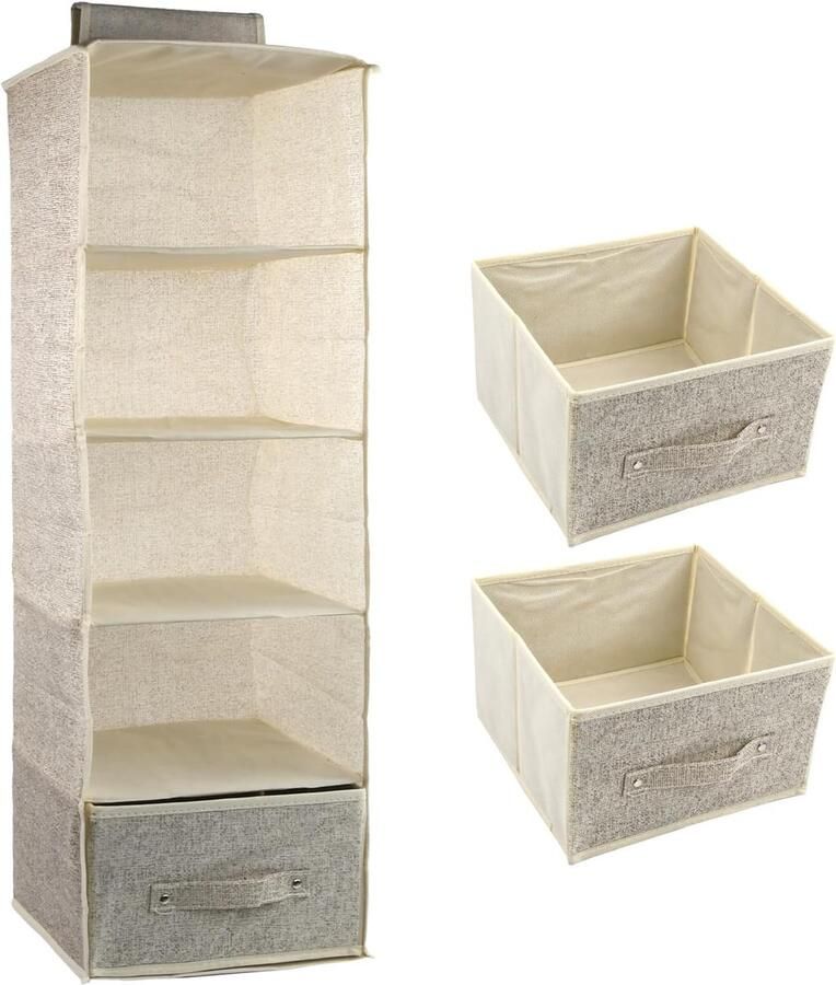 Ibenzoa Ruimtebesparende Garderobe Organizer met Verstelbare Indeling en Uitneembare Schubladen – Maximale Opslag Efficiëntie