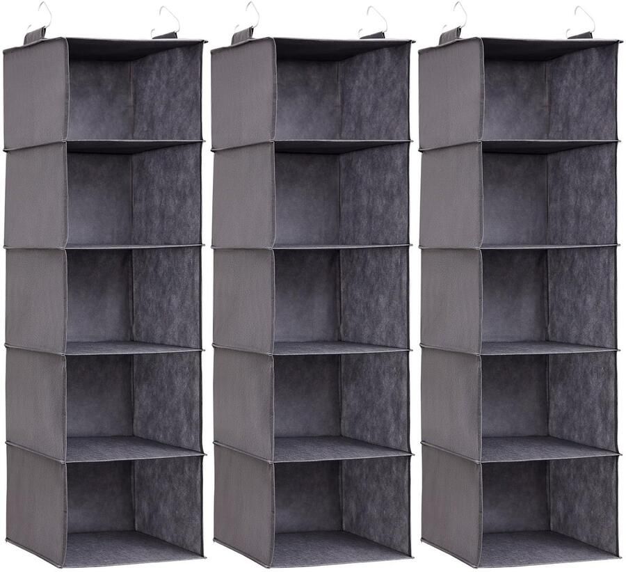 Ibenzoa Ruimtebesparende Hangende Kastorganizer met Metalen Haken en 5 Vakken voor Kledingopslag
