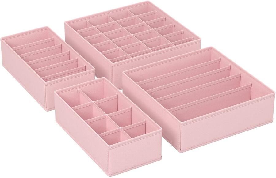Ibenzoa Ruimtebesparende Opvouwbare Lade-Organizer Set voor Ondergoed en Accessoires Roze 4 Stuks