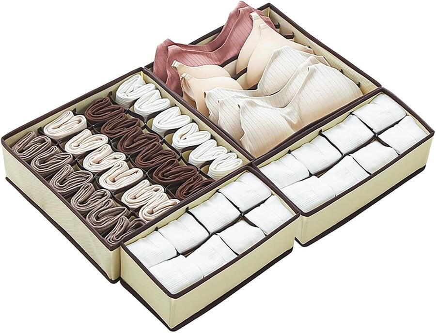 Ibenzoa Ruimtevriendelijke Opbergoplossing: Faltbare Organizers voor Kleding 4-delige Set