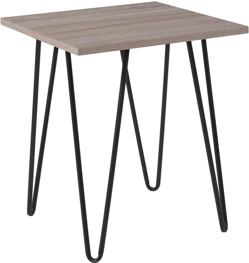 Ibenzoa Rustieke bijzettafel met houtnerf en metalen poten voor elk interieur