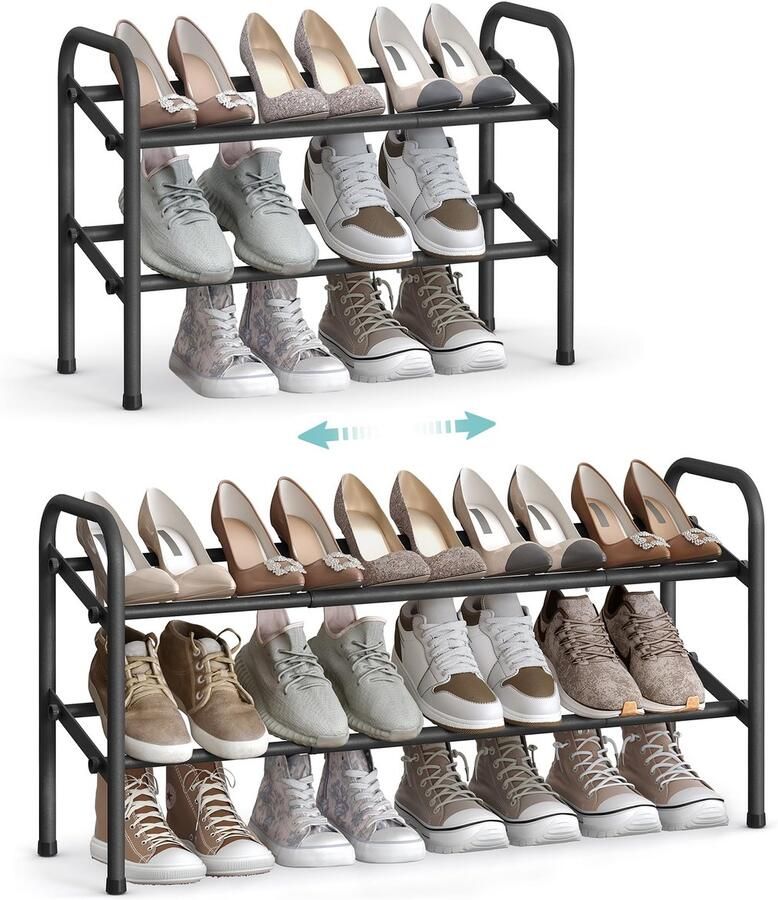 Ibenzoa Schoenenrek met 2 niveaus uitschuifbaar inktzwart LMR029B01