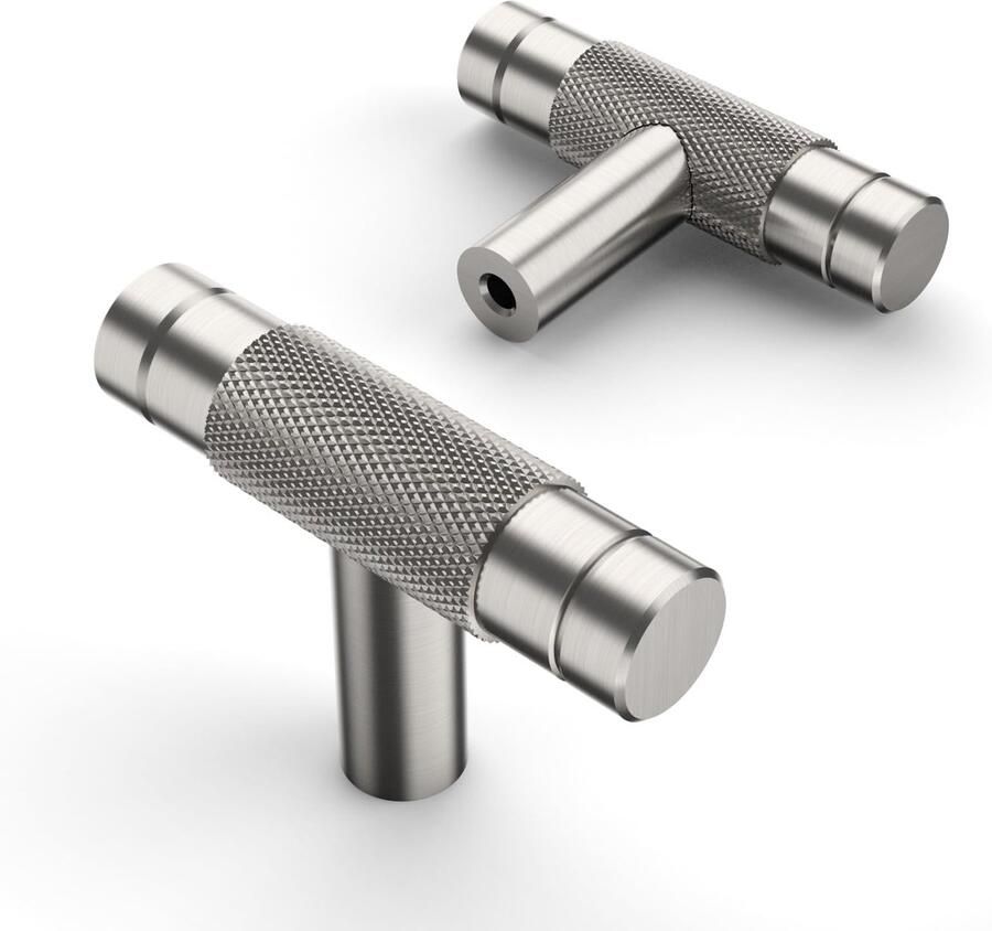 Ibenzoa Set van 10 elegante T-bar meubelknoppen in geborsteld nikkel voor meubels
