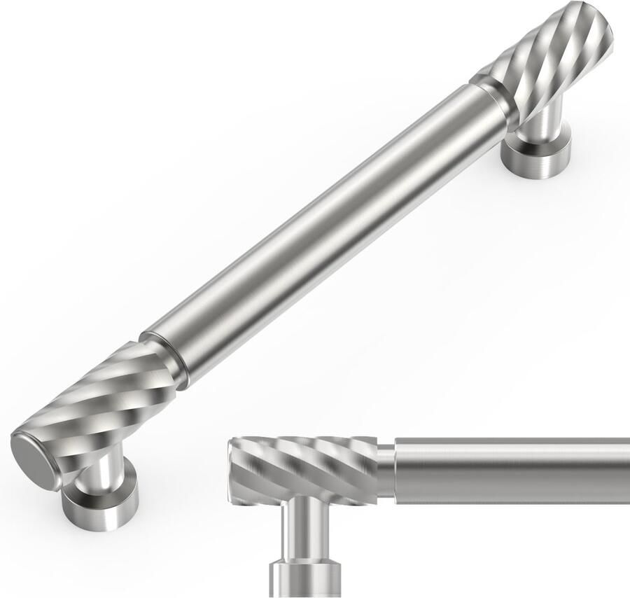 Ibenzoa Set van 10 meubelgrepen in geborsteld nikkel voor keukenkasten en lades