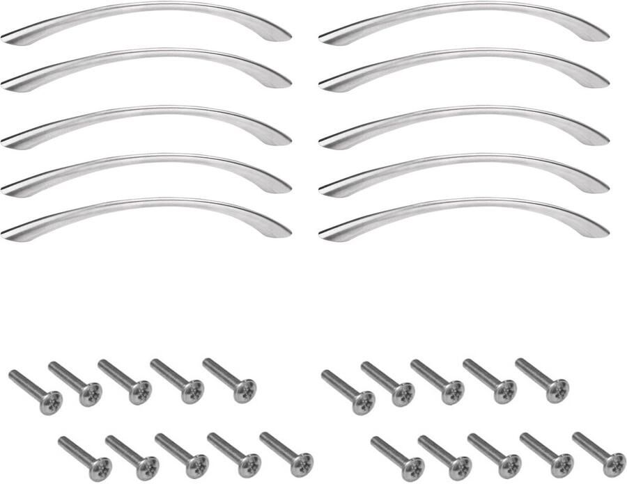 Ibenzoa Set van 10 moderne meubelgrepen met chroom en roestvrijstalen look