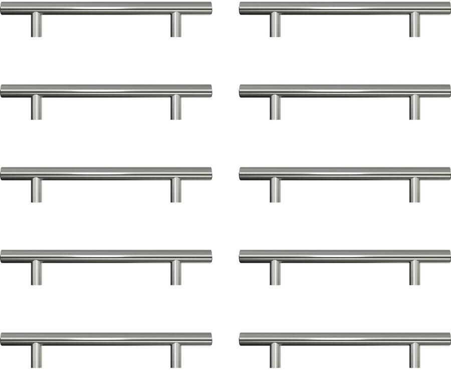 Ibenzoa Set van 10 Moderne Zilverkleurige Handgrepen voor Keukenkasten en Kasten 128 mm Gatafstand