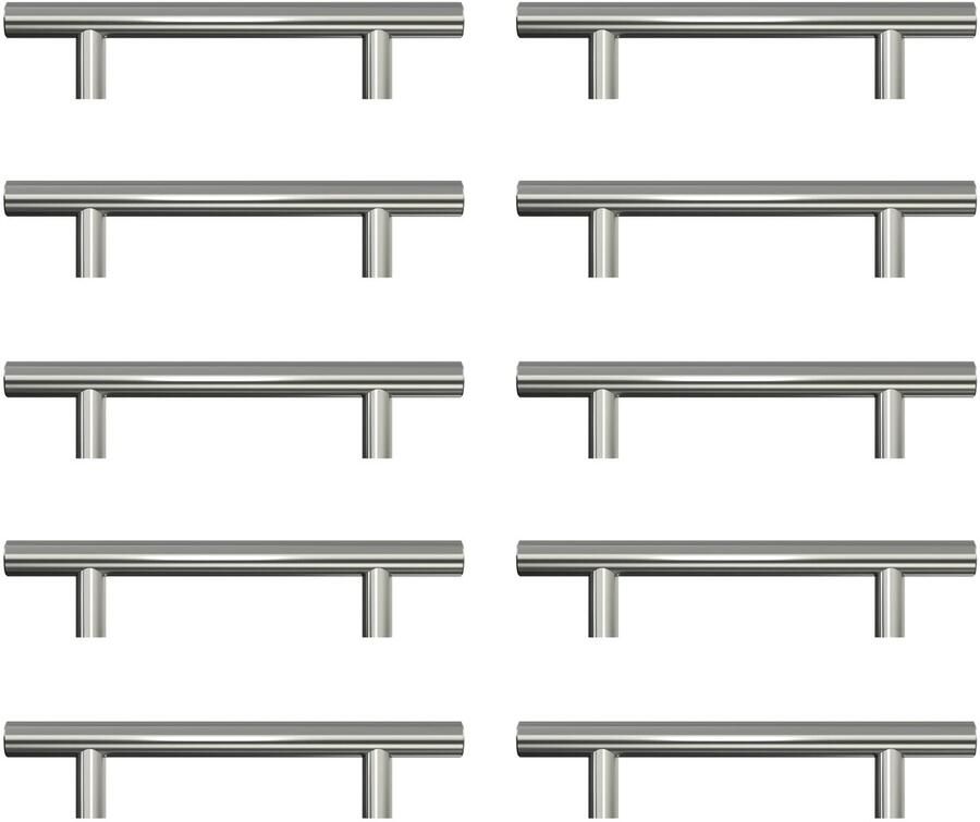 Ibenzoa Set van 10 Moderne Zilverkleurige Handgrepen voor Keukenkasten in Geborsteld Roestvrij Staal