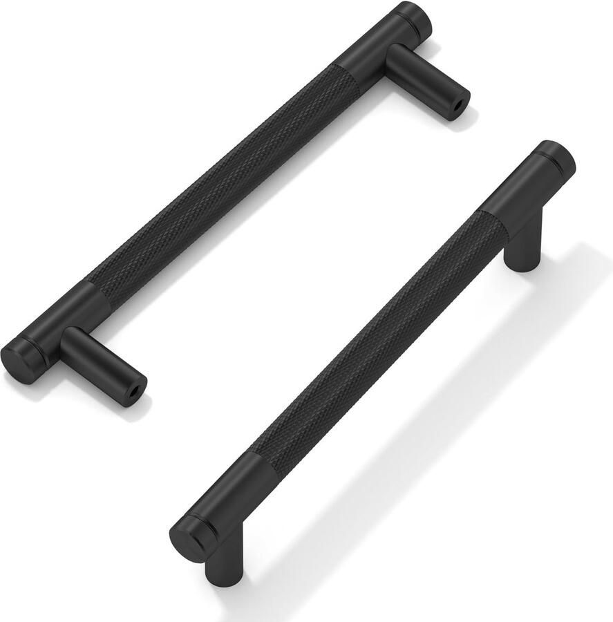 Ibenzoa Set van 10 moderne zwarte kastgrepen met gekarteld ontwerp voor keukens en kasten