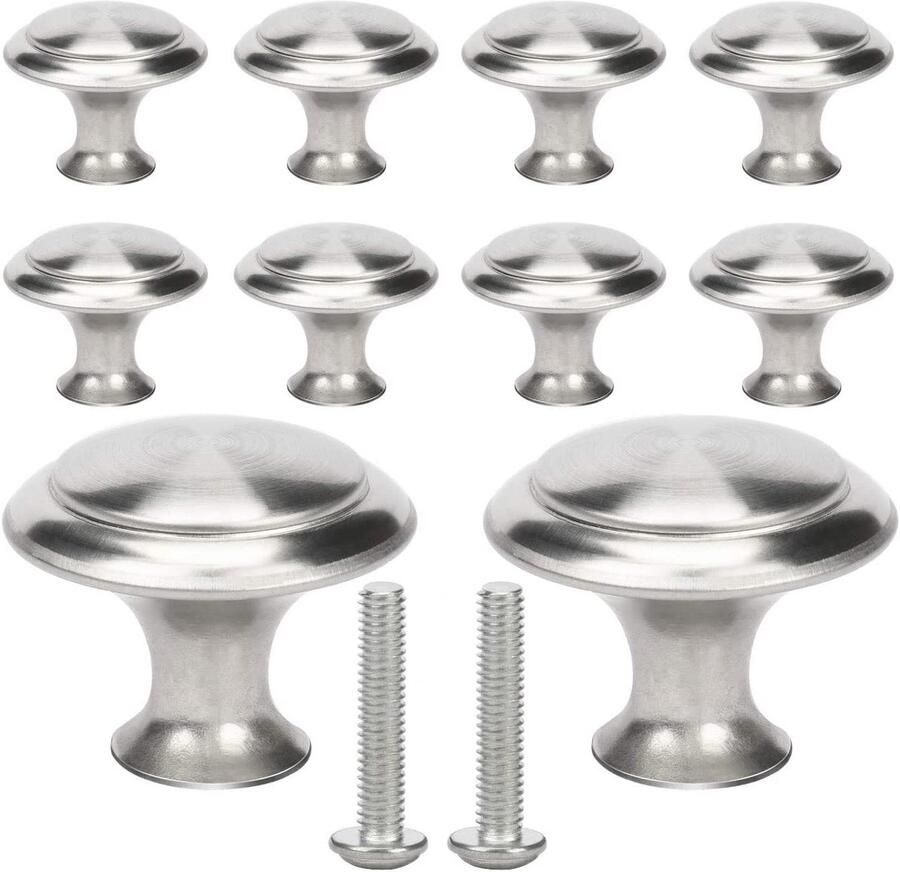 Ibenzoa Set van 10 Roestvrij Stalen Ronde Meubelknoppen voor Interieuren