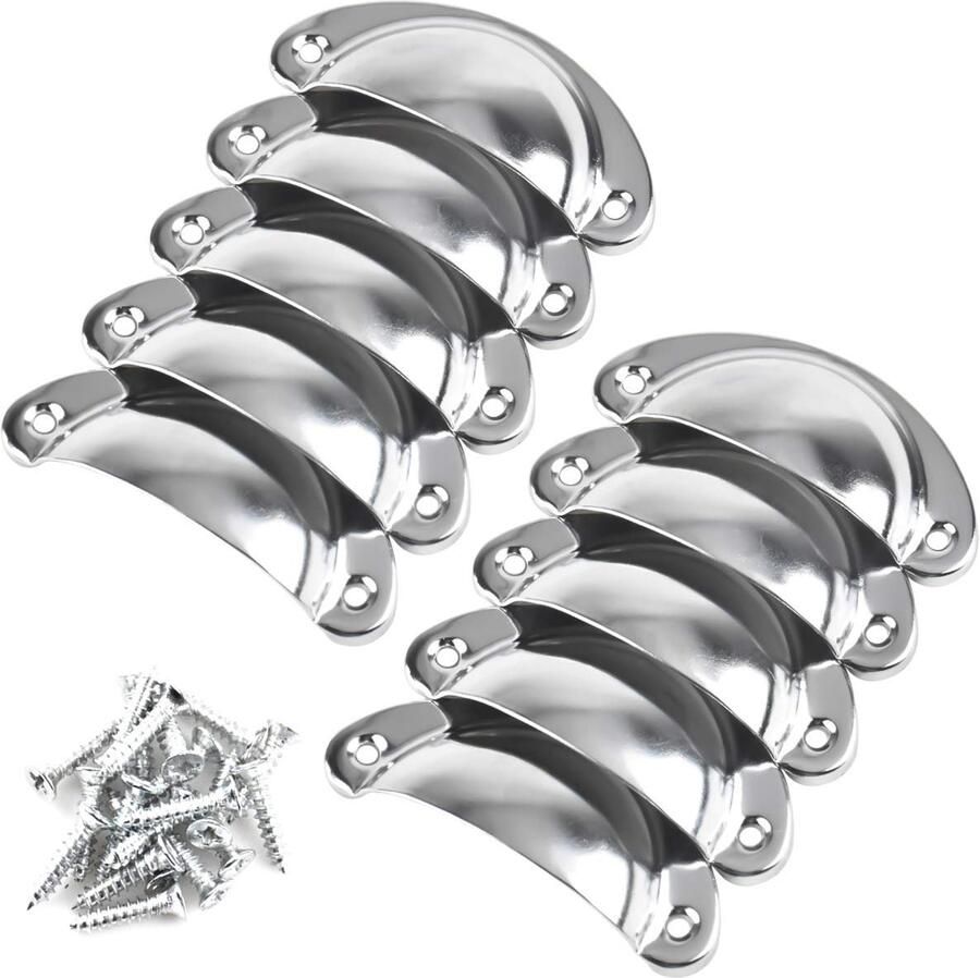 Ibenzoa Set van 10 stijlvolle halfronde schelpgrepen voor kasten en lades