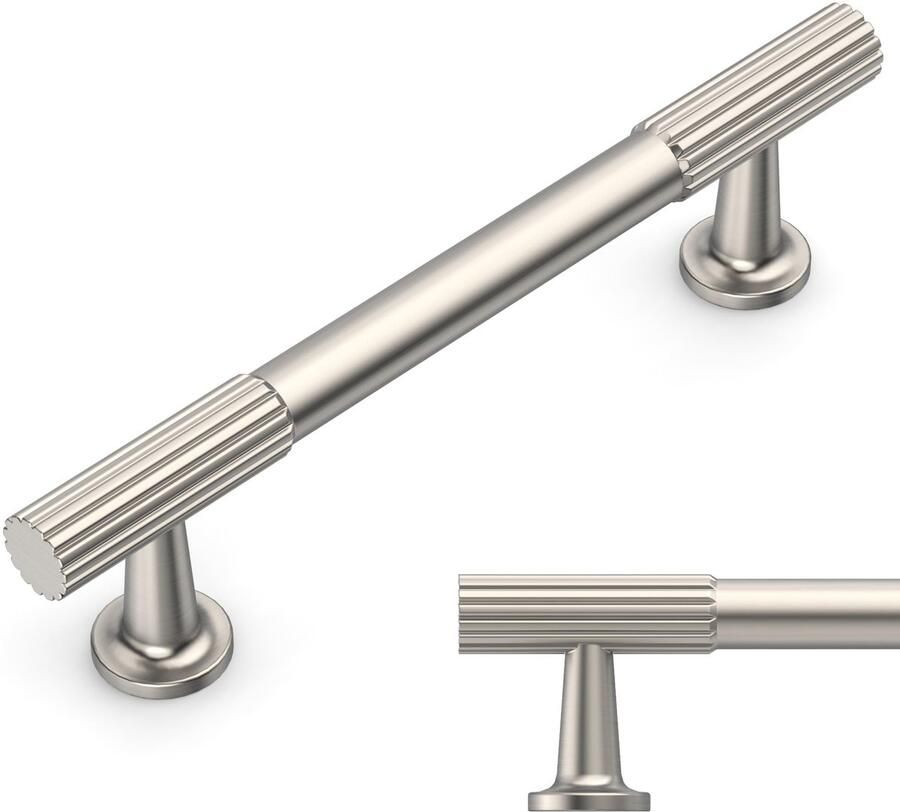 Ibenzoa Set van 10 stijlvolle handgrepen voor kasten en lades in geborsteld nikkel