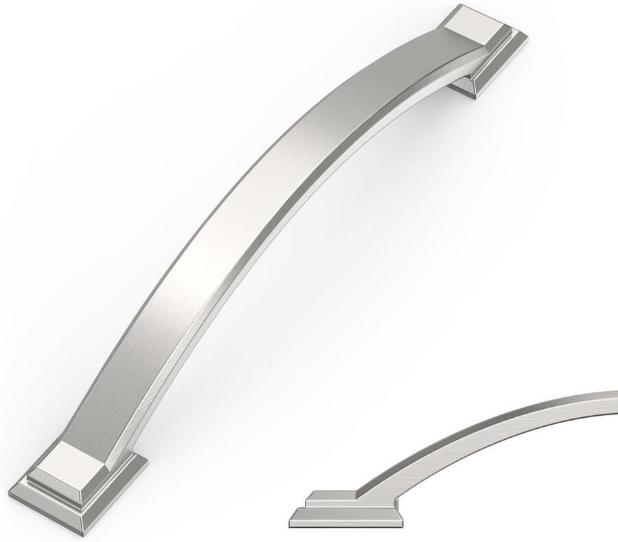 Ibenzoa Set van 10 stijlvolle meubelgrepen in geborsteld nikkel voor kasten en lades