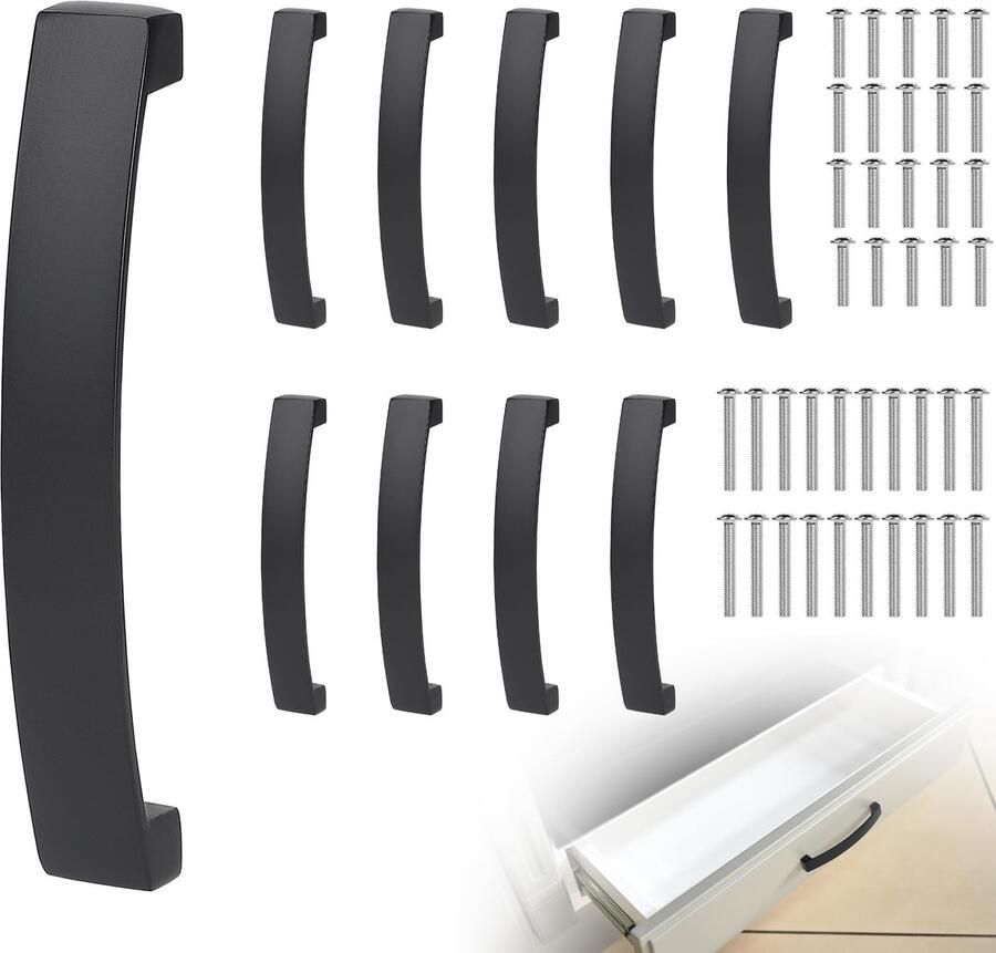 Ibenzoa Set van 10 stijlvolle meubelgrepen voor interieurtoepassingen met schroeven