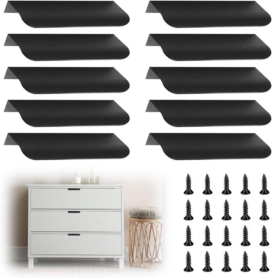 Ibenzoa Set van 10 Stijlvolle Zwarte Kastgrepen Discreet en Functioneel Ontworpen