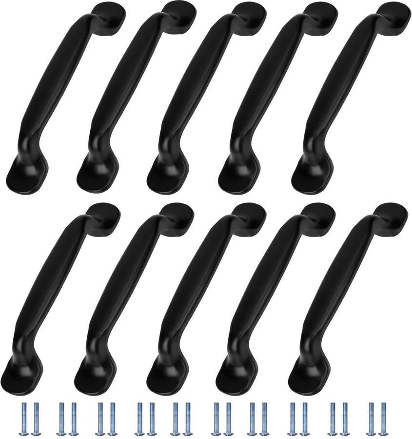 Ibenzoa Set van 10 zwarte meubelgrepen met schroeven voor kasten en lades