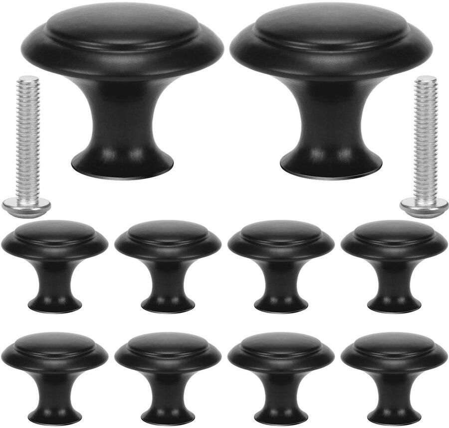 Ibenzoa Set van 10 Zwarte Ronde Knoppen voor Kast Lade en Dressoir