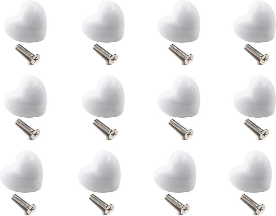 Ibenzoa Set van 12 Keramische Hartvormige Meubelknoppen Kleurvarianten voor Veilig en Stijlvol Design