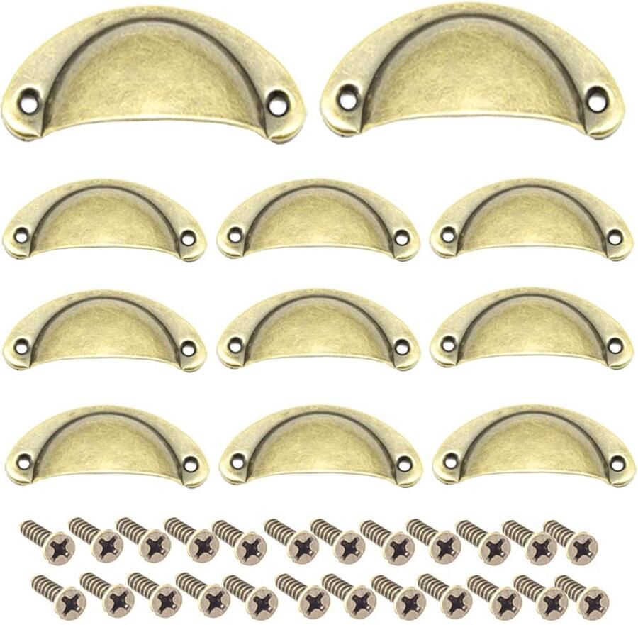 Ibenzoa Set van 12 Klassieke Bronskleurige Schelpgrepen voor Meubilair en Keukenkasten