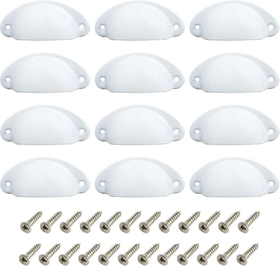 Ibenzoa Set van 12 Klassieke Schelpgrepen voor Meubels in Antiek Vintage Stijl met Schroeven