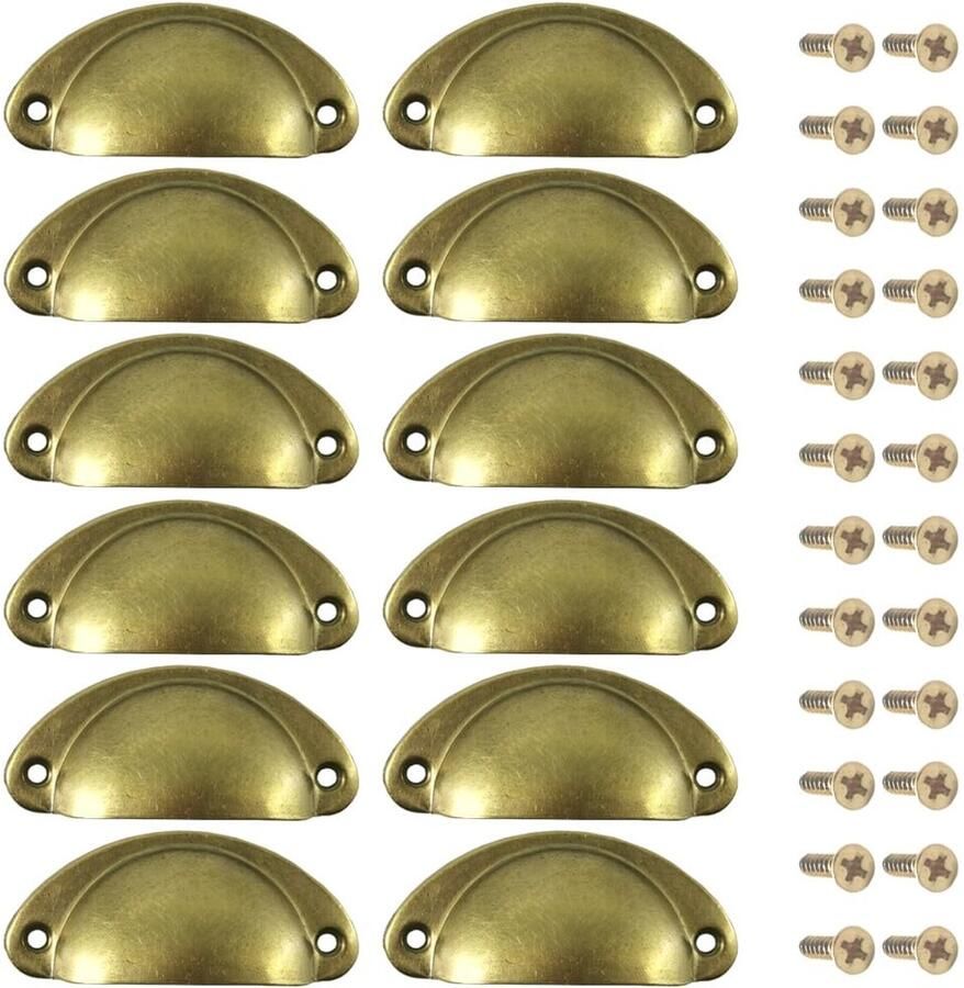 Ibenzoa Set van 12 metalen retro schelpgrepen voor kasten en lades