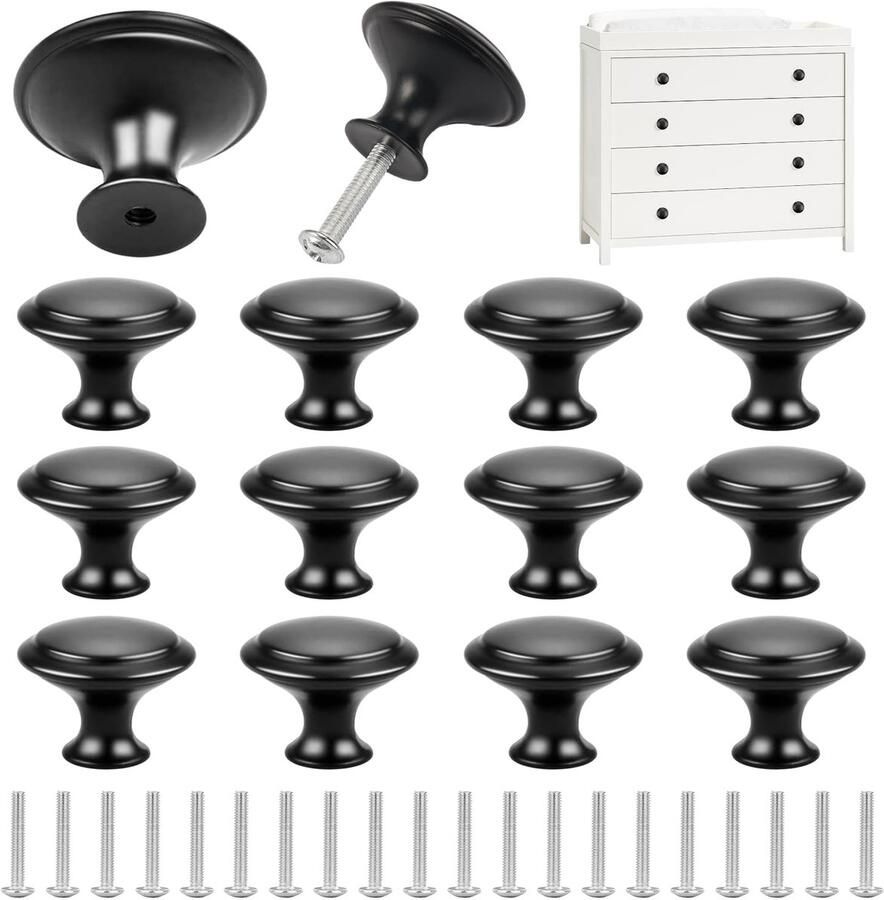 Ibenzoa Set van 12 stijlvolle zwarte meubelknoppen voor keukens badkamers en slaapkamers