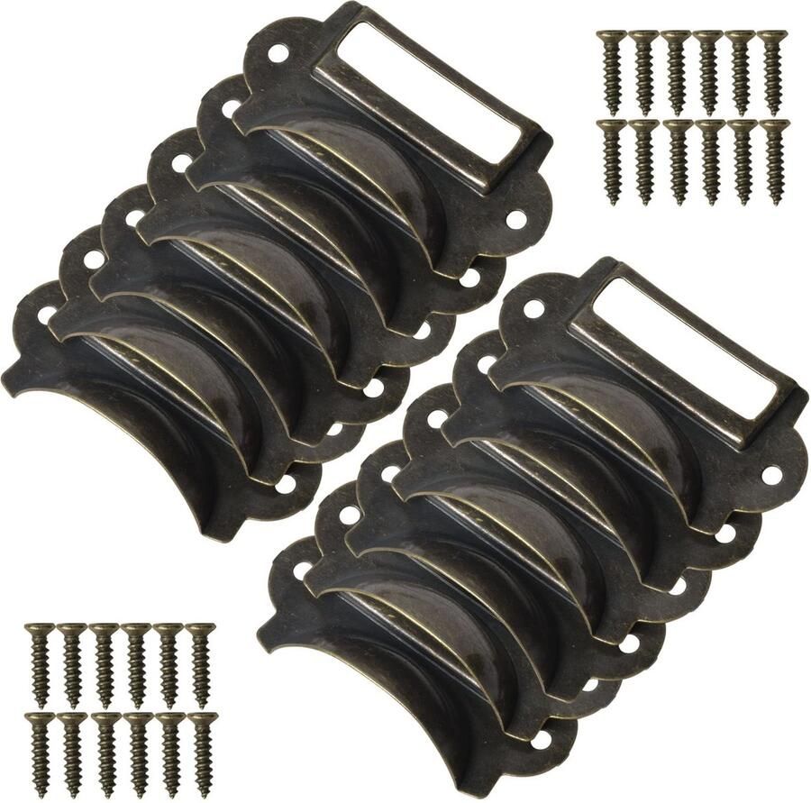 Ibenzoa Set van 12 vintage bronzen lade- en kastgrepen met bijbehorende schroeven voor eenvoudige installatie