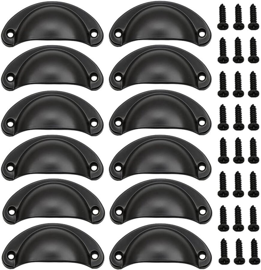 Ibenzoa Set van 12 Vintage Deurknoppen en Meubelgrepen Brons Retro Stijl