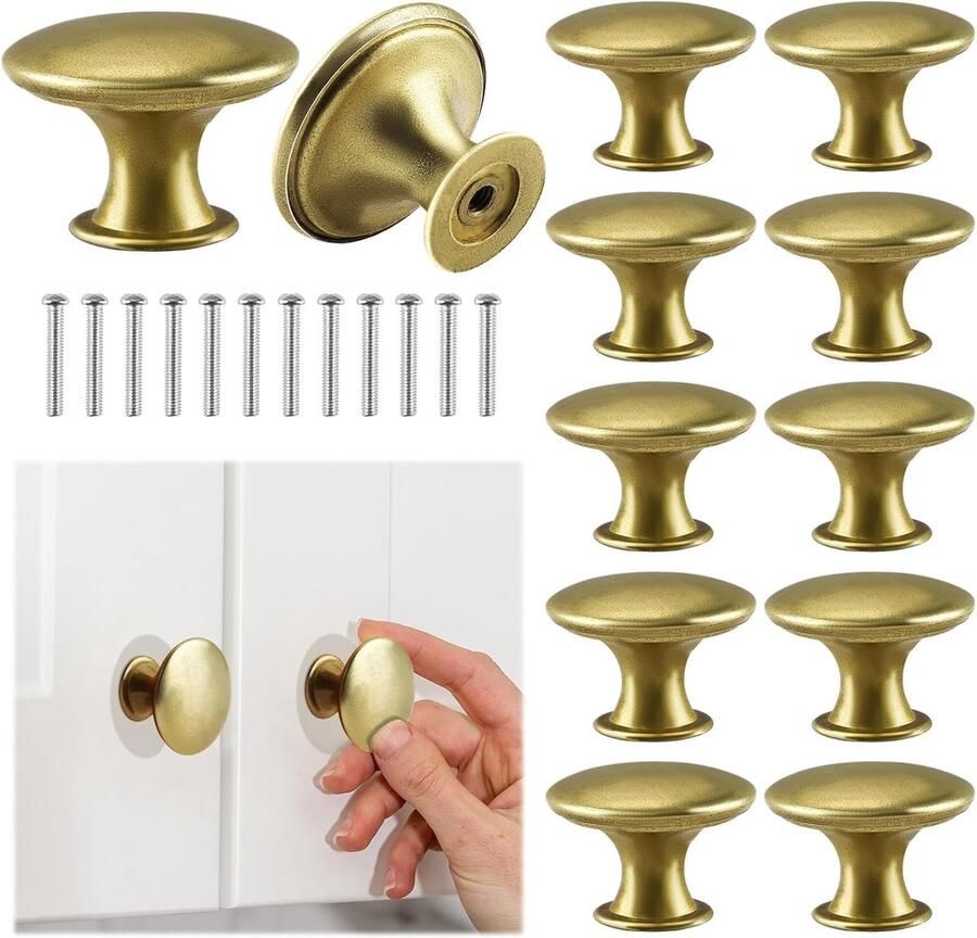 Ibenzoa Set van 12 Vintage-Stijl Schrankknoppen van 30 mm met Antiek Messing Afwerking voor Meubels