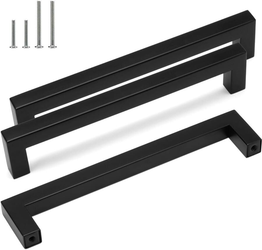 Ibenzoa Set van 15 Zwarte Meubelgrepen van Roestvrij Staal met Schroeven 160mm