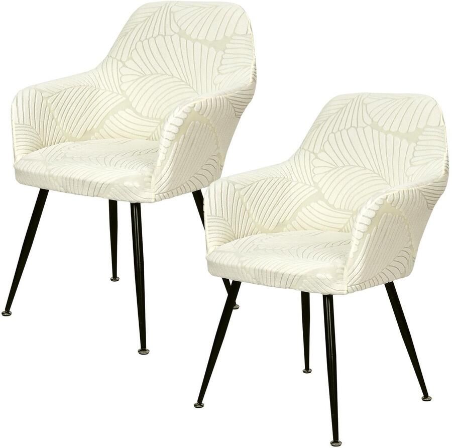 Ibenzoa Set van 2 Beige Stretch Stoelhoezen met Armleuning voor Stoelen