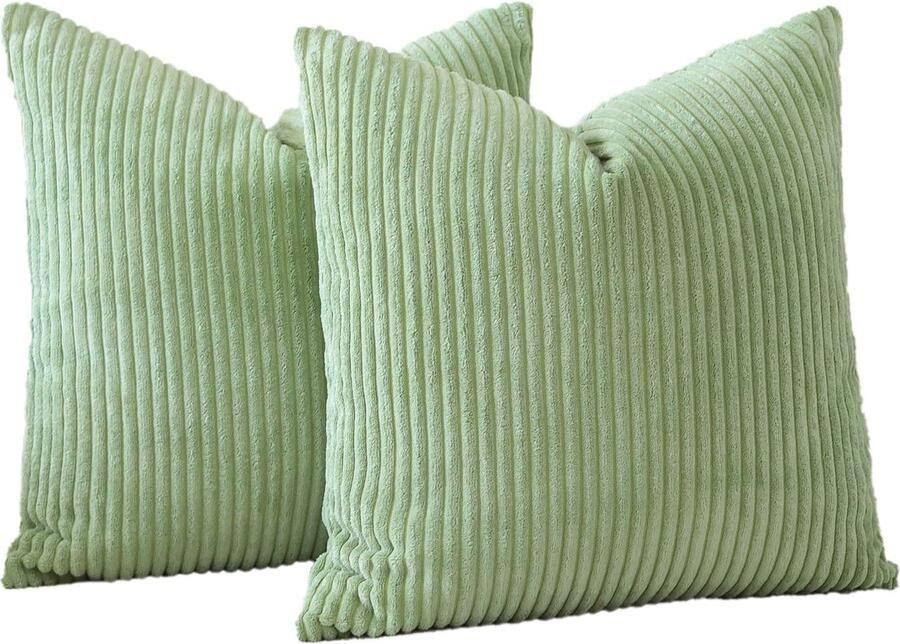 Ibenzoa Set van 2 Corduroy Kussenhoezen voor Bank en Woonkamer 40 x 40 cm Bonengroen