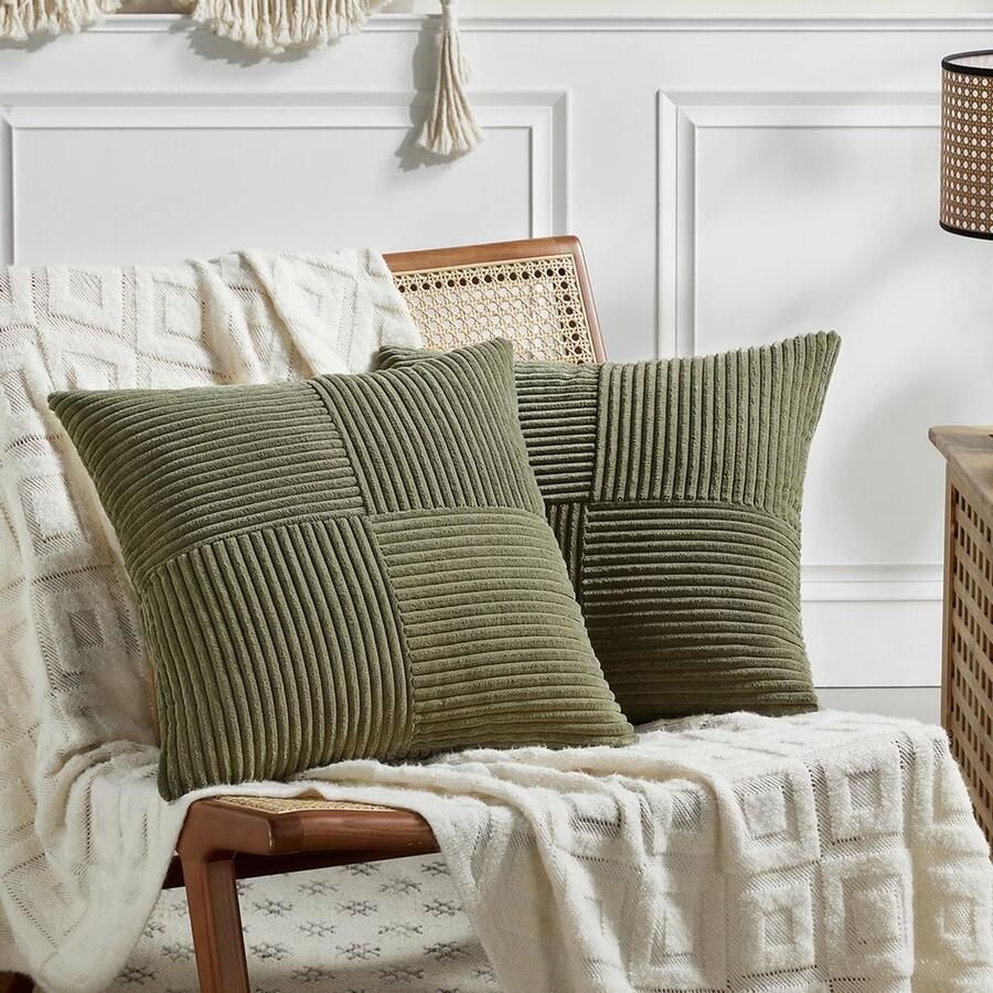 Ibenzoa Set van 2 Corduroy Kussenslopen 40x40cm Zachte Textiel voor Bank en Slaapkamer Decoratie
