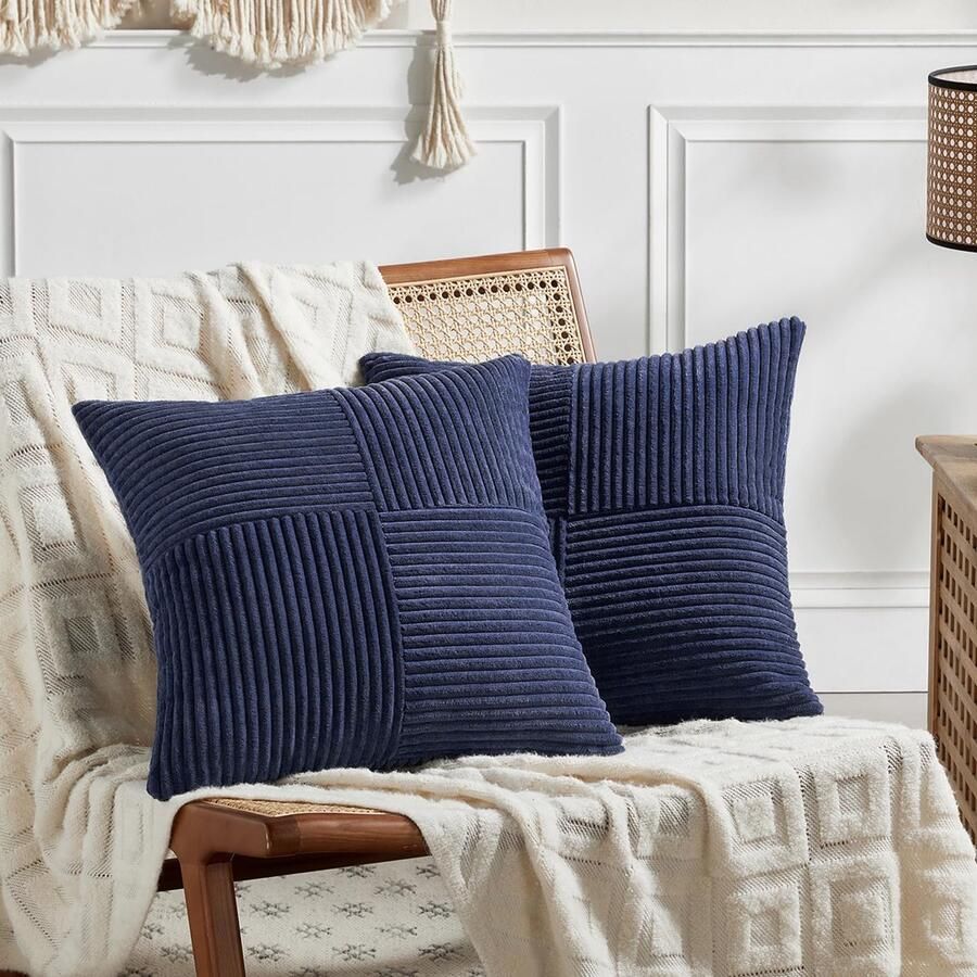 Ibenzoa Set van 2 Corduroy Kussenslopen 45 x 45 cm – Zacht Fluweel Moderne Strepenprint Perfect voor Bank Slaapkamer en Woonkamer