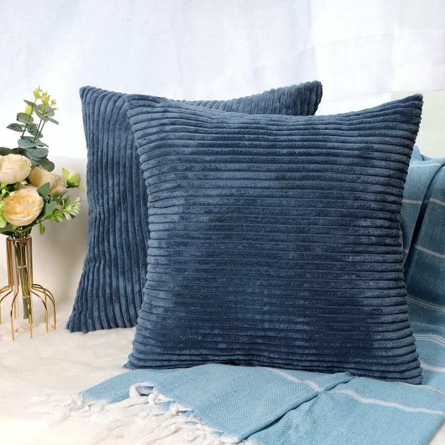 Ibenzoa Set van 2 Corduroy Kussenslopen Effen 40x40 cm Zachte Textiel voor Banken en Sierkussens - Foto 2