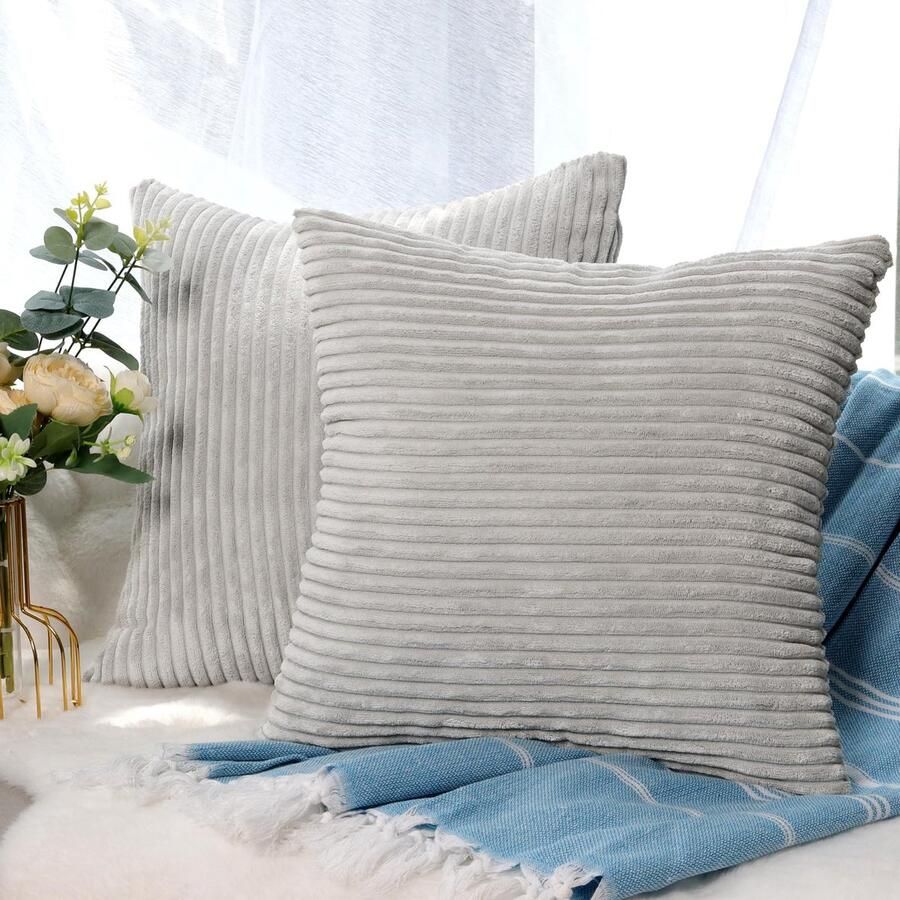 Ibenzoa Set van 2 Corduroy Kussenslopen Effen 40x40 cm Zachte Textiel voor Banken en Sierkussens