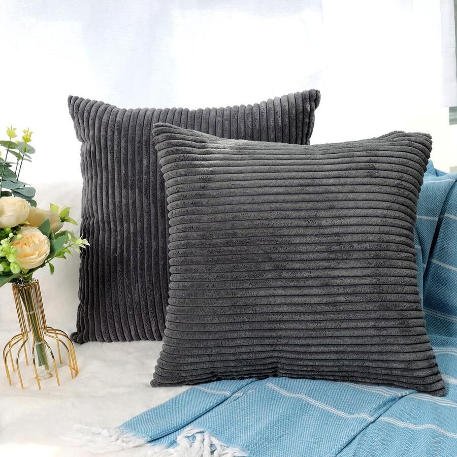 Ibenzoa Set van 2 Corduroy Kussenslopen Effen 45 x 45 cm Zachte Textiel voor Banken en Sierkussens