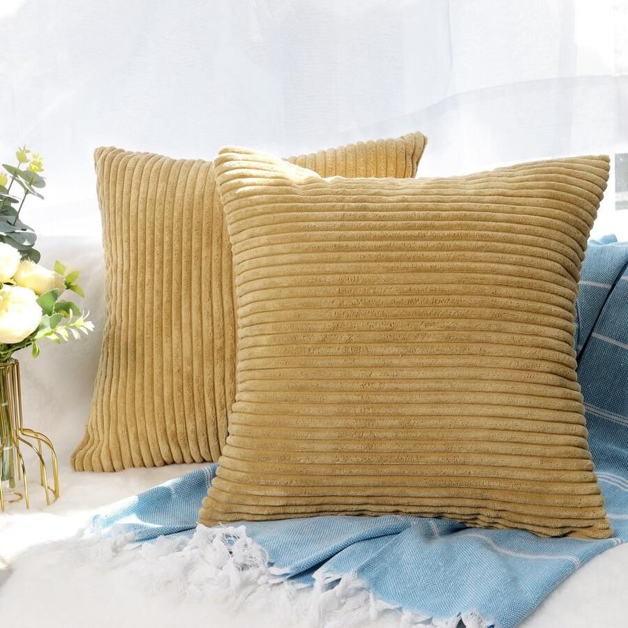 Ibenzoa Set van 2 Corduroy Kussenslopen Effen 50 x 50 cm Zachte Textiel voor Banken en Sierkussens