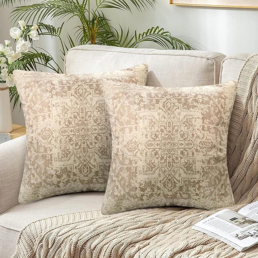 Ibenzoa Set van 2 decoratieve boho kussenhoezen met exotisch patroon voor bank