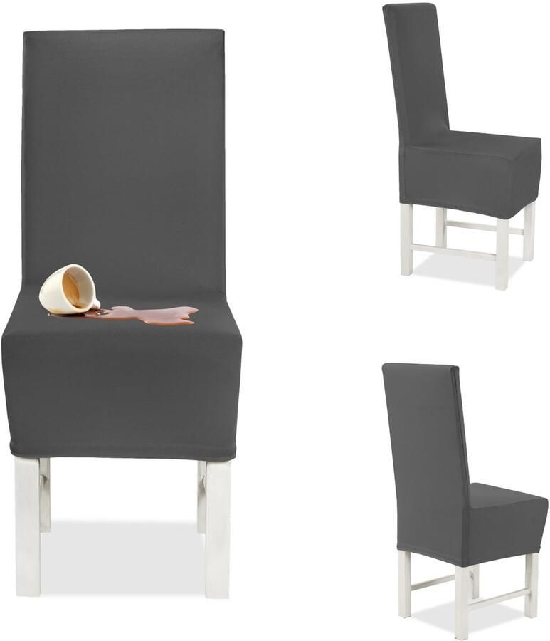 Ibenzoa Set van 2 Elastische Stoelhoezen voor Vierkante Rugleuning in Grijs