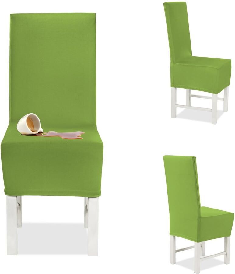 Ibenzoa Set van 2 elastische stoelhoezen voor vierkante rugleuning in lichtgroen