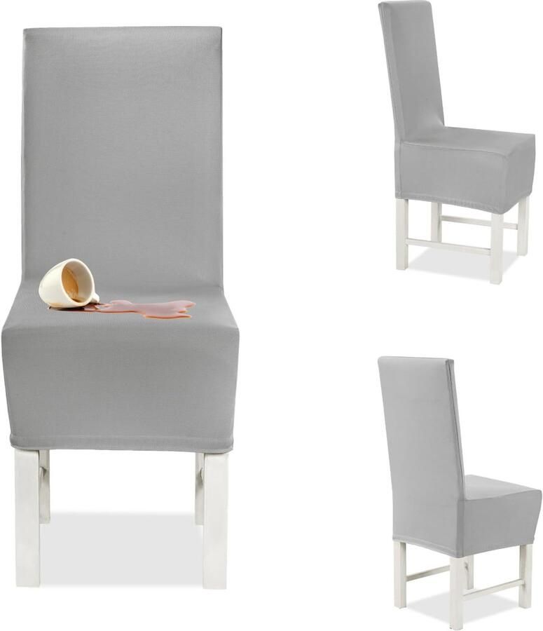 Ibenzoa Set van 2 elastische stoelhoezen voor zit- en rugleuning in lichtgrijs veelzijdig en stijlvol