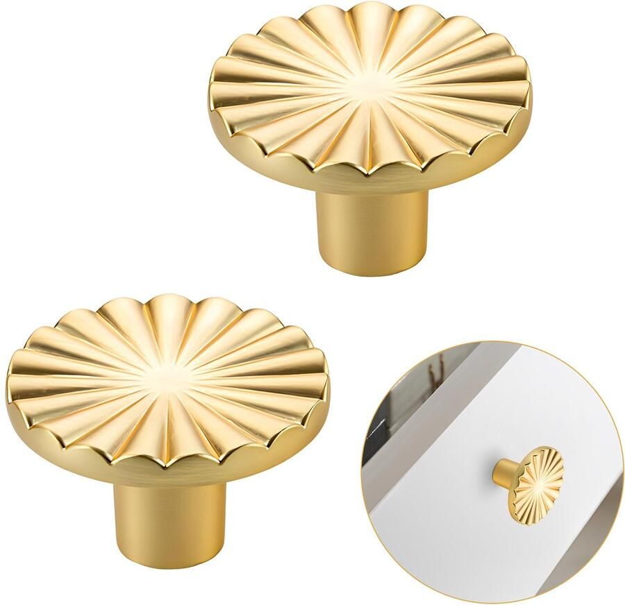 Ibenzoa Set van 2 Gouden Kunststof Kastknoppen voor Keuken Badkamer of Slaapkamer Klassieke Ronde Handgrepen