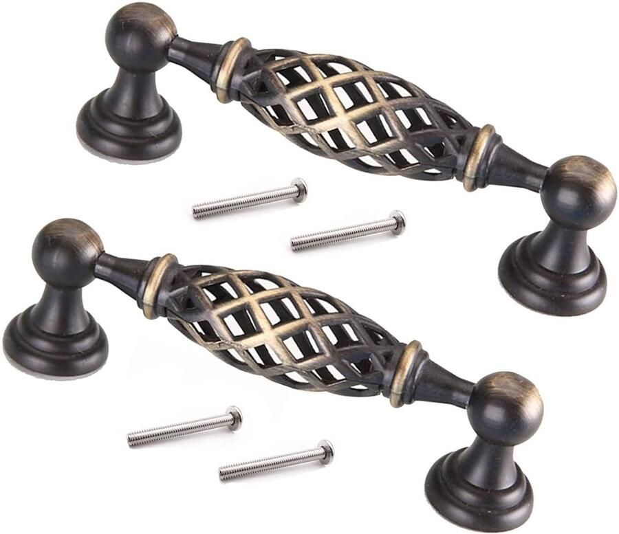 Ibenzoa Set van 2 Klassieke Bronskleurige Booggrepen met Vogelkooi Ontwerp voor Meubels en Kasten