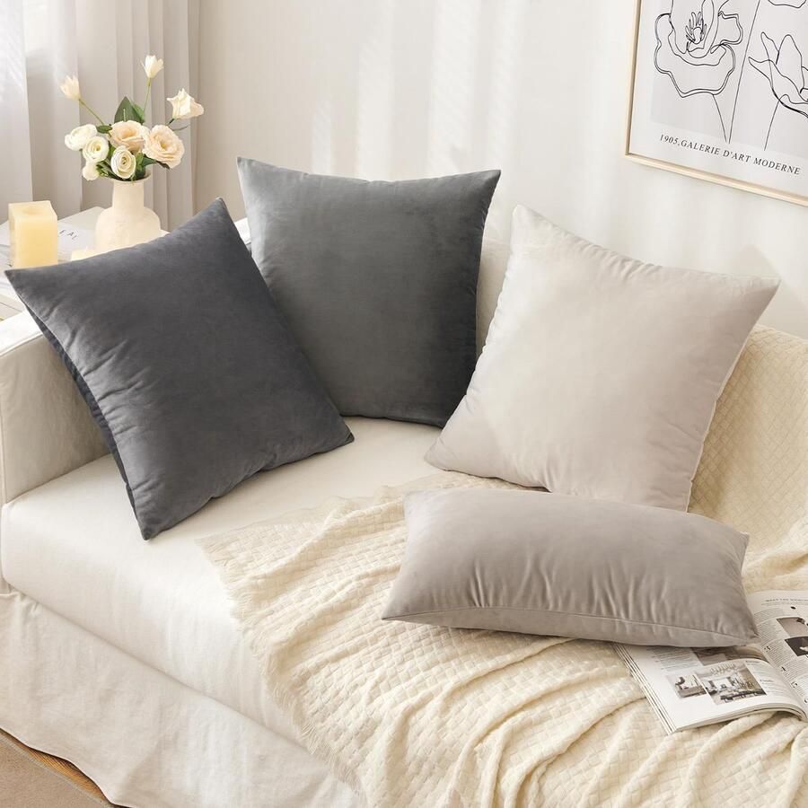 Ibenzoa Set van 2 luxe fluwelen kussenhoezen voor stijlvolle woondecoratie geschikt voor bank en slaapkamer