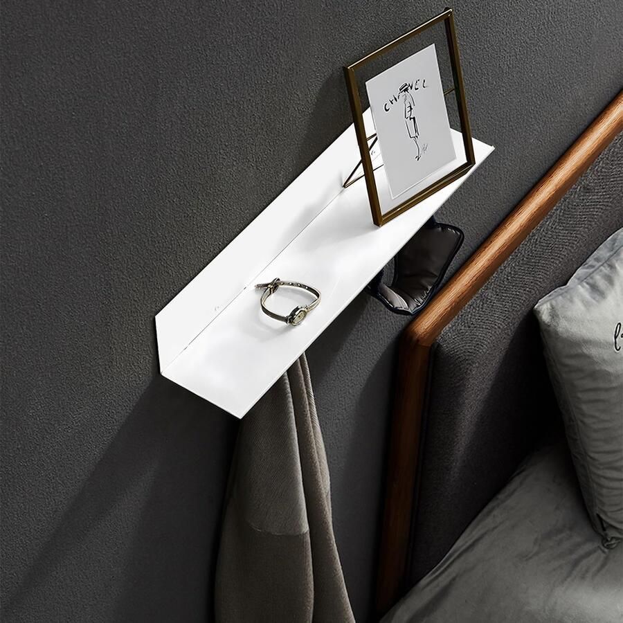 Ibenzoa Set van 2 multifunctionele wandplanken 40 cm wit zonder boren voor ruimtes