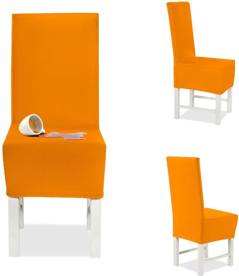 Ibenzoa Set van 2 Universele Stoelhoezen met Vierkante Zitting en Rugleuning Oranje