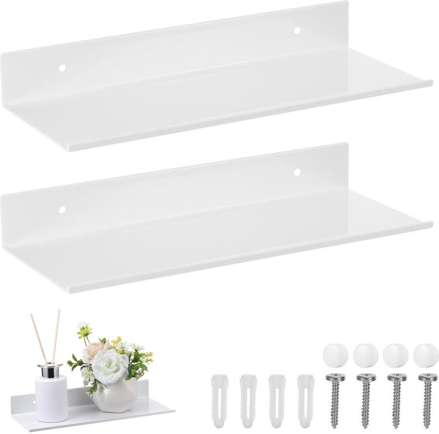 Ibenzoa Set van 2 Waterdichte en Roestvrije Metalen Wandplanken voor Elke Ruimte