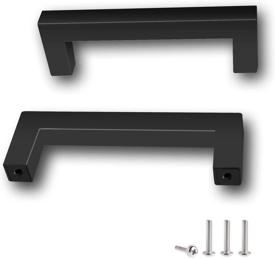 Ibenzoa Set van 2 Zwarte Roestvrij Stalen Meubelgrepen voor Kast en Lade 96 mm Gatafstand