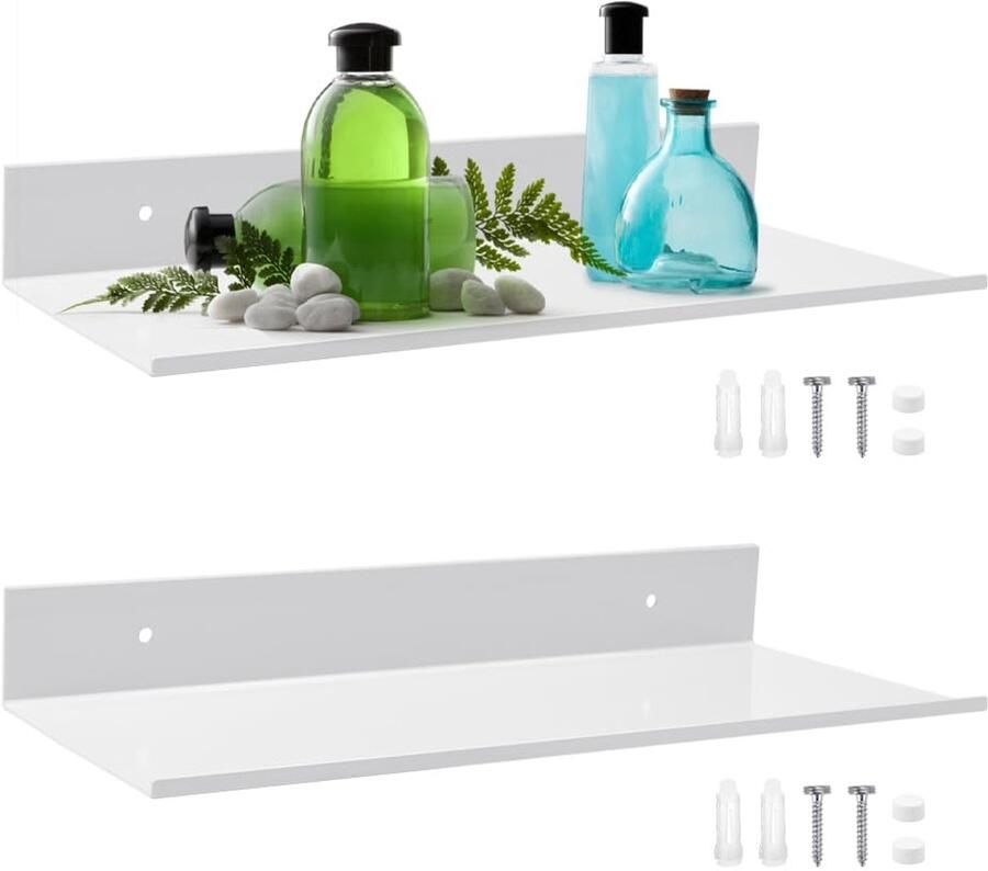 Ibenzoa Set van 2 Zwevende Witte Wandrekken voor Ruimtes en Stijlen