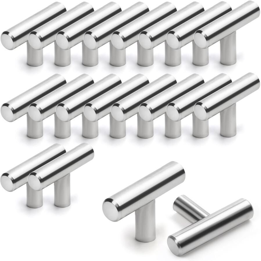 Ibenzoa Set van 20 moderne zilverkleurige handgrepen voor kasten en meubels roestvrij staal